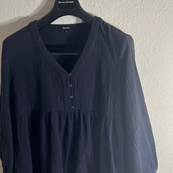 Madewell Lightspun Colette Mini dark navy  Dress women’s Size M boho flowy - Picture 4 of 7